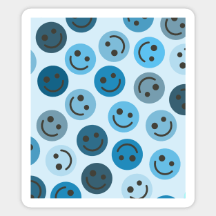 Blue Happy Faces Sticker